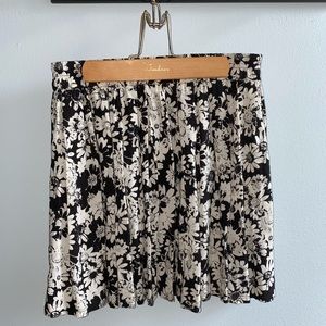 Black and white floral skater skirt